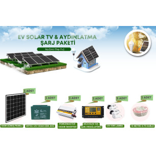 Ev Solar TV & Aydınlatma Şarj Paketi | Güneş Enerjili Elektrik Sistemi Tv2 Ev Solar TV & Aydınlatma Şarj Paketi | Güneş Enerjili Elektrik Sistemi Tv2